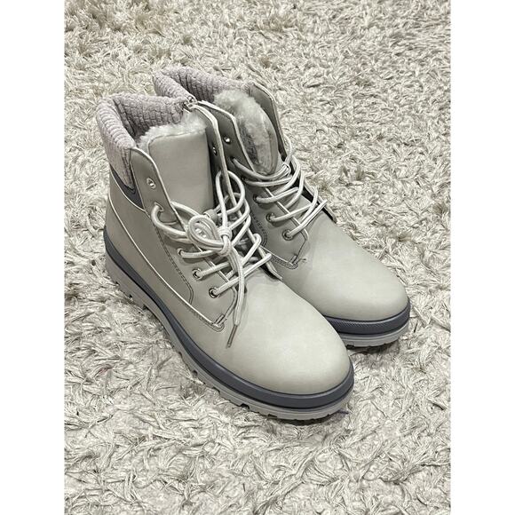Women's Gray Combat Boots Non Slip Side Zipper Size 11 - Picture 4 of 9